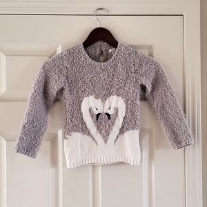 Girls Ultra Soft Gray and White Swan Sweater size 6X